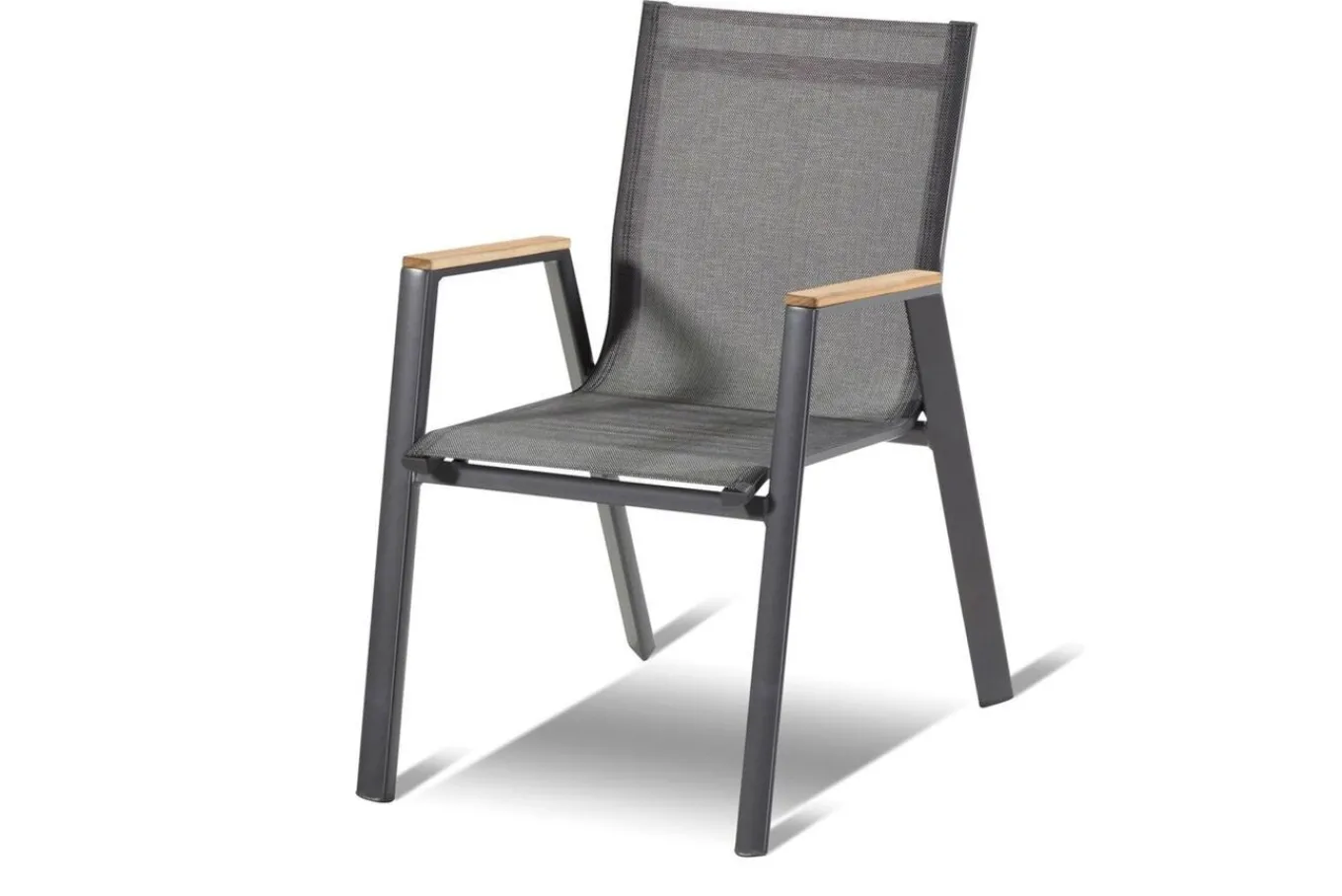 Discount Aruba Teak Garten-Essgruppe, xerix, Alu/Textilene, Tisch 180/240x100cm, 6 Stapelsessel Garten-Essgruppen