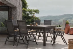 Online Aruba Teak Garten-Essgruppe, xerix, Alu/Textilene, Tisch 180/240x100cm, 6 Klappstühle Garten-Essgruppen|Aluminium-Gartenmöbel