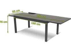 Hot Ausziehtisch Tipperary xerix/stone grey, Aluminium/HPL, 160/260x93cm Gartentische
