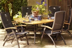 Hot Da Vinci Klappstuhl, xerix/anthrazit, Alu/Textilene, mit Teak-Armlehnen Gartenstühle & Gartensessel