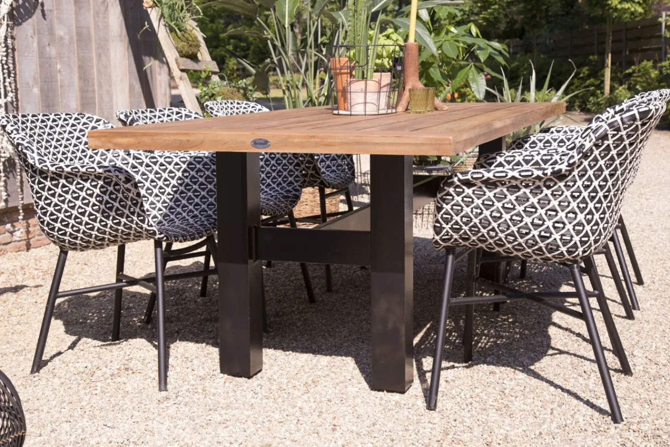 Delphine Armlehnensessel, schwarz/weiß, Alu/Kunststoff Gartenstühle & Gartensessel