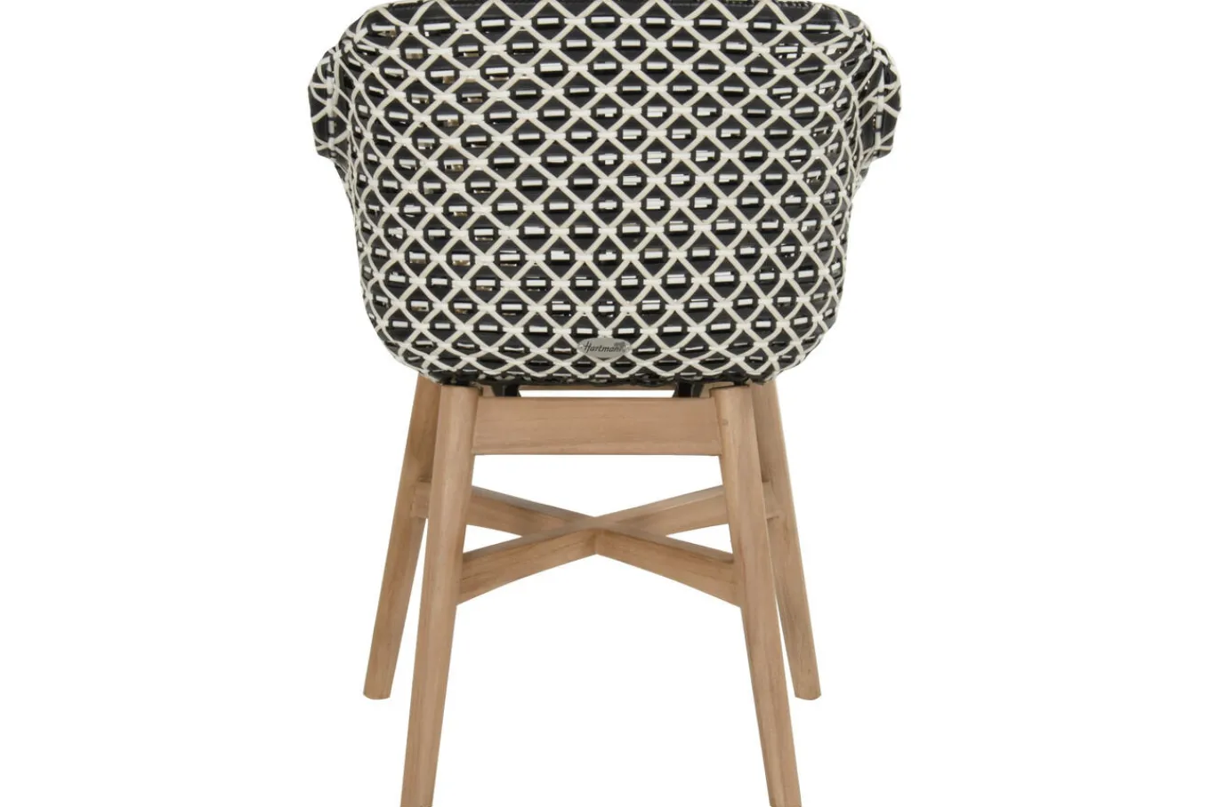 Clearance Delphine Armlehnensessel, Schwarz/Weiß, Teak / Geflecht, 63 x 61 x 84 cm, Hohe Belastbarkeit, Langlebig Gartenstühle & Gartensessel|Teak-Gartenmöbel