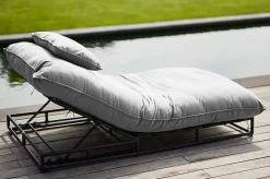 Sale Emma Loungeliege, schwarz/marmor, Alu/Sunbrella, 196x125x41 cm, Rückenlehne verstellbar Sunbrella-Gartenmöbel|Gartenliegen