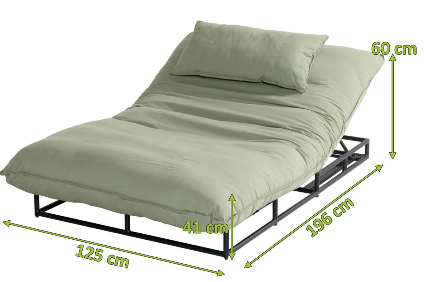 Sale Emma Loungeliege, schwarz/grün, Alu/Sunbrella, 196x125x41 cm, Rückenlehne verstellbar Sunbrella-Gartenmöbel|Gartenliegen