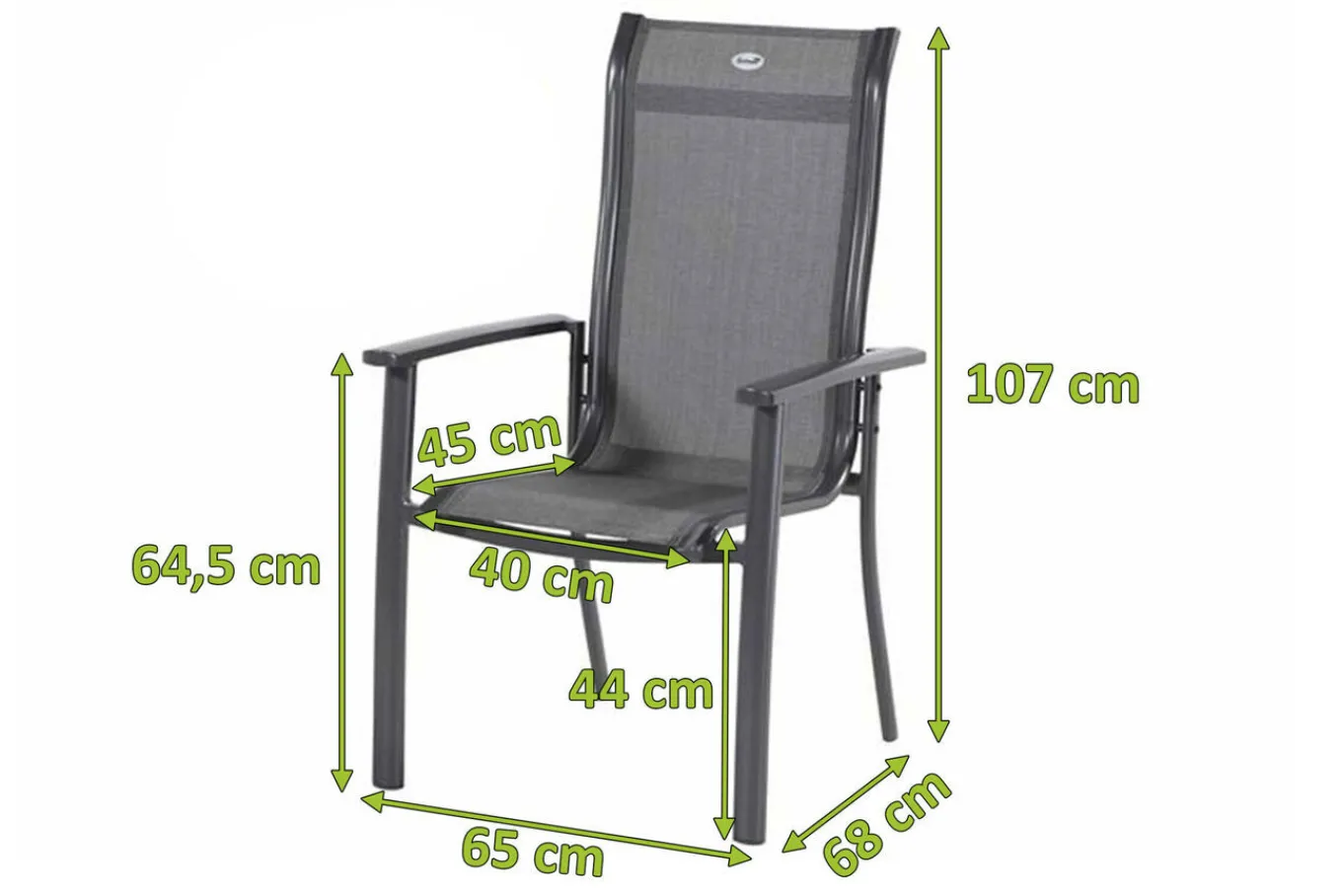 Hot 4er Set Alice Comfort Stapelsessel, xerix/anthrazit, Alu/Textilene, 68x65x107cm Aluminium-Gartenmöbel|Gartenstühle & Gartensessel