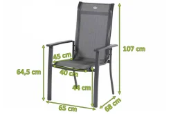 Hot 4er Set Alice Comfort Stapelsessel, xerix/anthrazit, Alu/Textilene, 68x65x107cm Aluminium-Gartenmöbel|Gartenstühle & Gartensessel