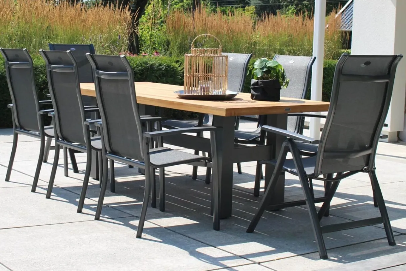 Hot 4er Set Alice Comfort Stapelsessel, xerix/anthrazit, Alu/Textilene, 68x65x107cm Aluminium-Gartenmöbel|Gartenstühle & Gartensessel