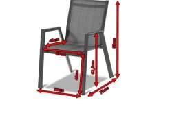 4er Set Aruba Stapelsessel, xerix/anthrazit, Alu/Textilene, 75x55x88cm Gartenstühle & Gartensessel