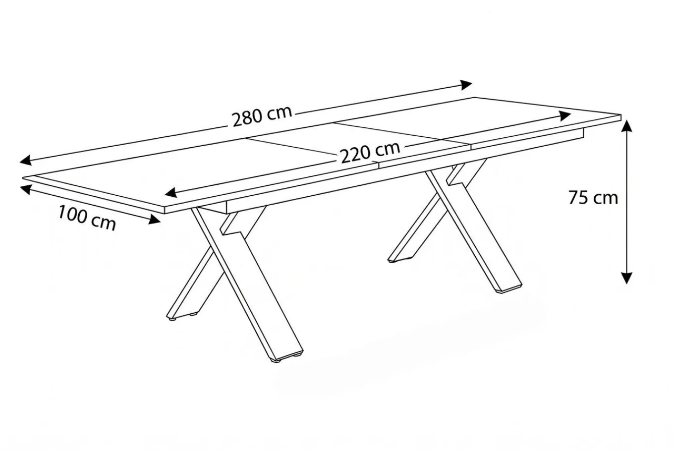 Best Exklusivmodell Xanadu Ausziehtisch, xerix, Alu / Glaskeramik, 220/280 x 100 cm, X-Gestell Gartentische