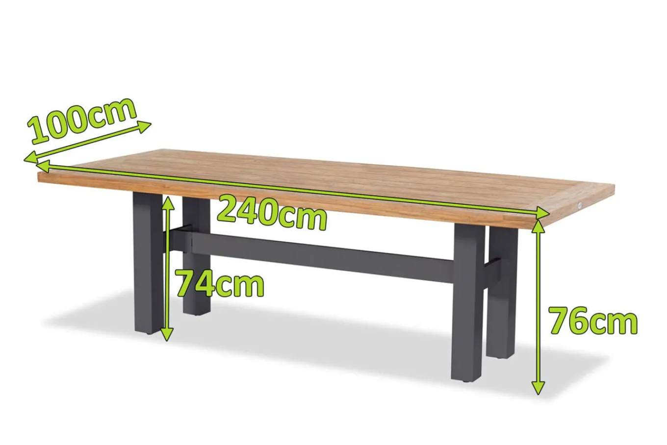 Online Exklusivmodell YasmaniEsstisch, xerix/natur, Alu/Teak, 240x100cm Gartentische