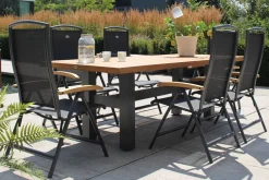 Sale Exklusivmodell, Yasmani/Raffaelo Garten-Essgruppe, xerix, Alu/Teakholz, 240x100cm, 6 Klappstühle Garten-Essgruppen