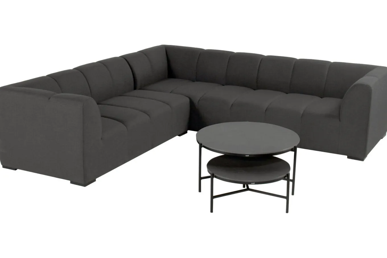 New Finn Ecklounge, schwarz, Aluminium, Sunbrella, 6 Personen, UV-beständig und pflegeleicht Sunbrella-Gartenmöbel