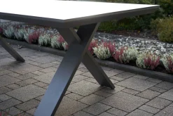 Best Garten-Essgruppe, Exklusivmodell Xanadu / Aruba Set, xerix/anthrazit, Alu/Glaskeramik, 8 Stapelsessel, 220/280x100cm Garten-Essgruppen