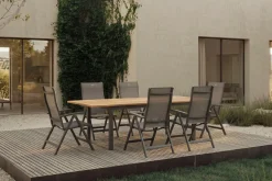 New Garten-Essgruppe, xerix-anthrazit, Alu/Teakholz, 210/150x90 cm, 6 Personen Garten-Essgruppen
