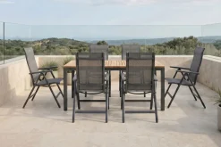New Garten-Essgruppe, xerix-anthrazit, Alu/Teakholz, 210/150x90 cm, 6 Personen Garten-Essgruppen
