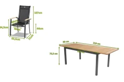 Best Gartenmöbel-Set, xerix-anthrazit, Alu/Teakholz, 4x4 Textilen, 210/150x90 cm, 6 Personen Garten-Essgruppen