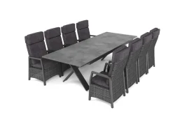 Sale Nova Garten-Essgruppe, anthrazit/grau, Alu/Polyrattan/Glaskeramik, 220/280 x 100 cm, ausziehbarer Tisch, verstellbare Sessel Polyrattan-Gartenmöbel|Garten-Essgruppen