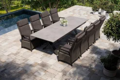 Sale Nova Garten-Essgruppe, anthrazit/grau, Alu/Polyrattan/Glaskeramik, 220/280 x 100 cm, ausziehbarer Tisch, verstellbare Sessel Polyrattan-Gartenmöbel|Garten-Essgruppen