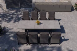 Sale Nova Garten-Essgruppe, anthrazit/grau, Alu/Polyrattan/Glaskeramik, 220/280 x 100 cm, ausziehbarer Tisch, verstellbare Sessel Polyrattan-Gartenmöbel|Garten-Essgruppen