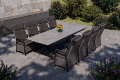 Sale Nova Garten-Essgruppe, anthrazit/grau, Alu/Polyrattan/Glaskeramik, 220/280 x 100 cm, ausziehbarer Tisch, verstellbare Sessel Polyrattan-Gartenmöbel|Garten-Essgruppen