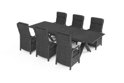 Hot Nova Garten-Essgruppe, 6 Personen, ausziehbar, 220-280cm, Alu/Polyrattan/Glaskeramik Garten-Essgruppen