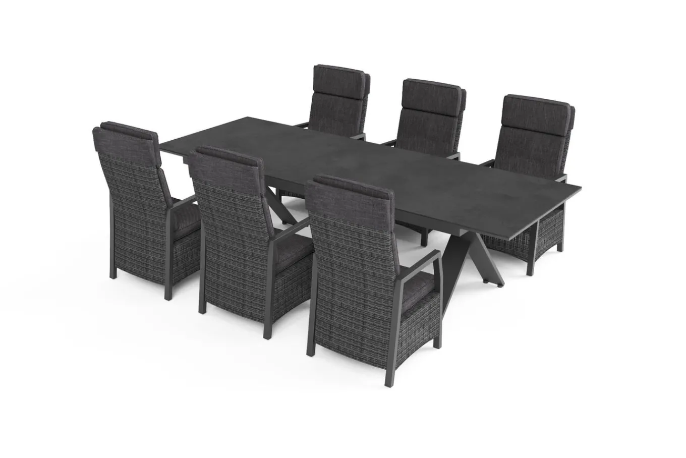 Hot Nova Garten-Essgruppe, 6 Personen, ausziehbar, 220-280cm, Alu/Polyrattan/Glaskeramik Garten-Essgruppen