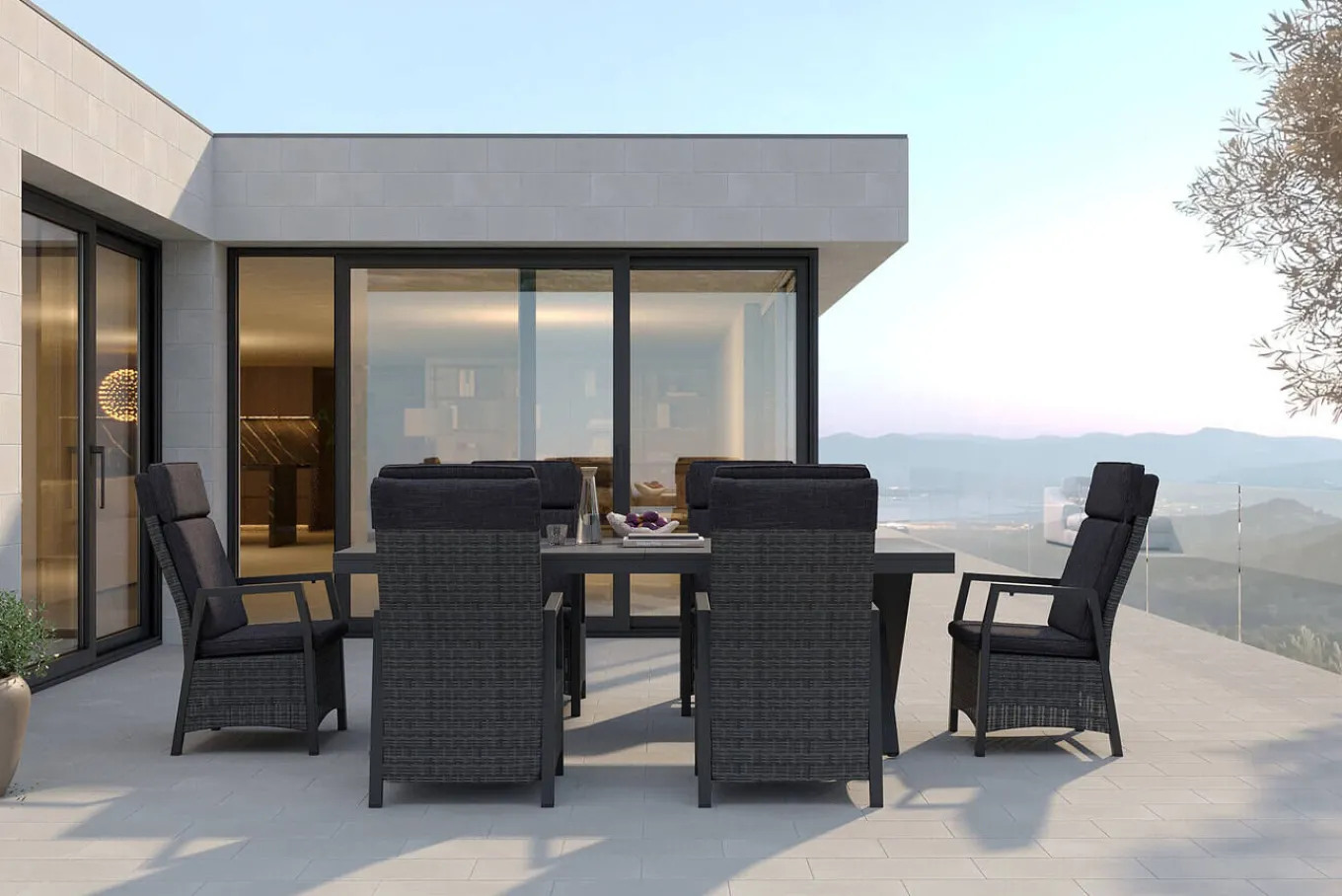 Hot Nova Garten-Essgruppe, 6 Personen, ausziehbar, 220-280cm, Alu/Polyrattan/Glaskeramik Garten-Essgruppen