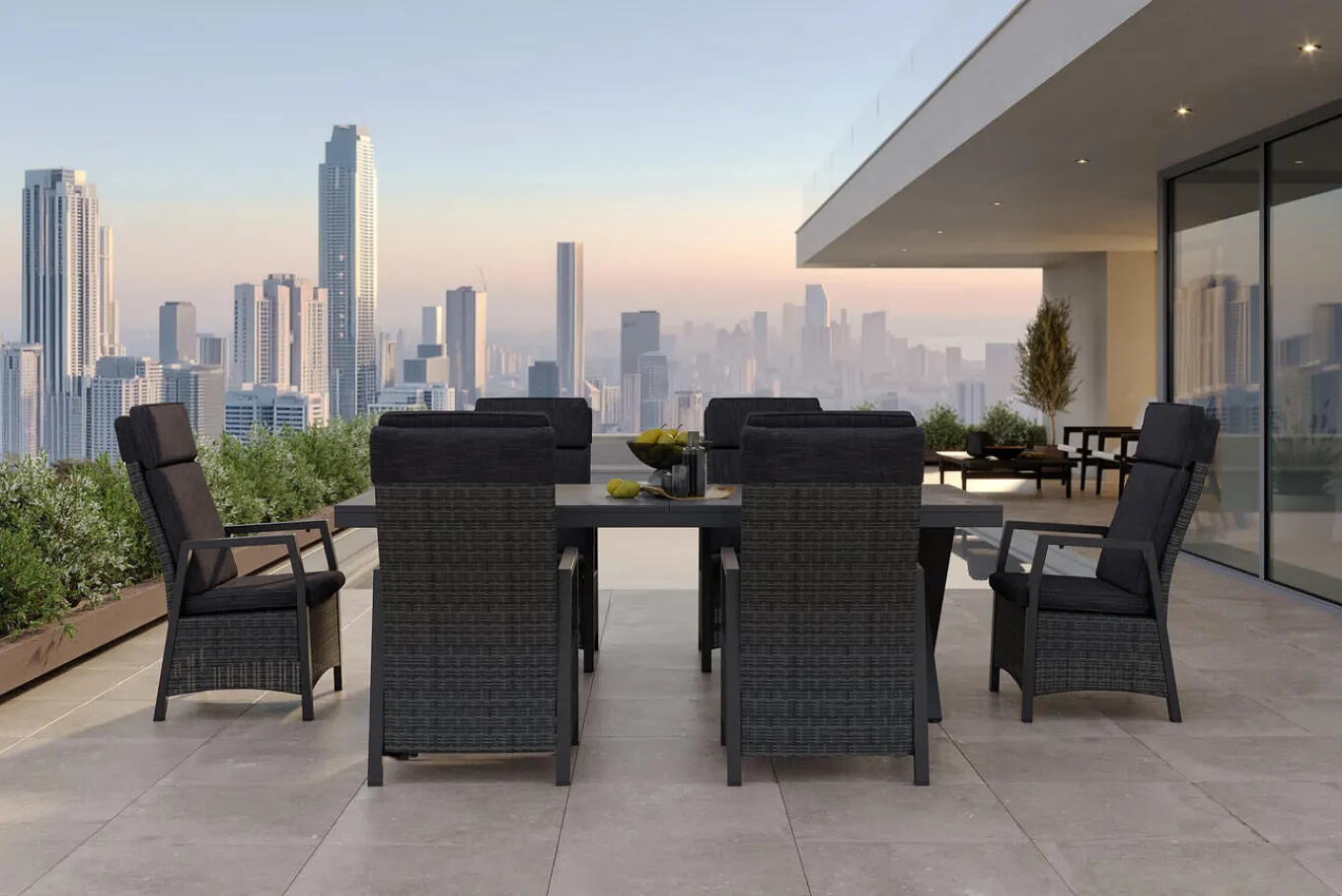 Hot Nova Garten-Essgruppe, 6 Personen, ausziehbar, 220-280cm, Alu/Polyrattan/Glaskeramik Garten-Essgruppen
