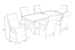 Hot Nova Garten-Essgruppe, 6 Personen, ausziehbar, 220-280cm, Alu/Polyrattan/Glaskeramik Garten-Essgruppen