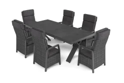Hot Nova Garten-Essgruppe, 6 Personen, ausziehbar, 220-280cm, Alu/Polyrattan/Glaskeramik Garten-Essgruppen