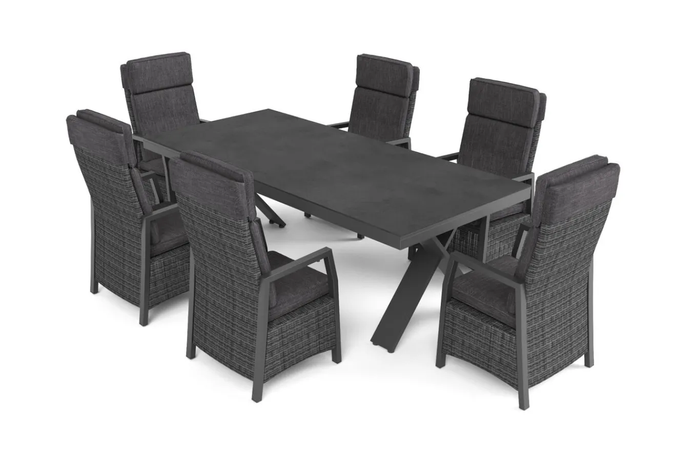 Hot Nova Garten-Essgruppe, 6 Personen, ausziehbar, 220-280cm, Alu/Polyrattan/Glaskeramik Garten-Essgruppen