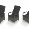 Best Nova Garten-Essgruppe mit 6 Sesseln, anthrazit/grau/natur, Alu/Polyrattan/Teak, Tisch 150/210 x 90 cm, verstellbare Rückenlehne Garten-Essgruppen