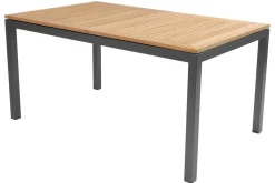 Best Nova Garten-Essgruppe mit 6 Sesseln, anthrazit/grau/natur, Alu/Polyrattan/Teak, Tisch 150/210 x 90 cm, verstellbare Rückenlehne Garten-Essgruppen