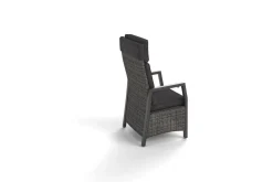 Best Nova Garten-Essgruppe mit 6 Sesseln, anthrazit/grau/natur, Alu/Polyrattan/Teak, Tisch 150/210 x 90 cm, verstellbare Rückenlehne Garten-Essgruppen