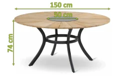 Sale Provence Esstisch, xerix/natur, Alu/Teak, Ø150cm, inkl. Eiskühler Gartentische