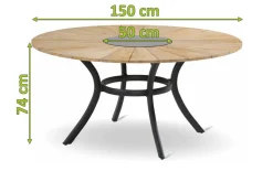 Sale Provence Esstisch, xerix/natur, Alu/Teak, Ø150cm, inkl. Eiskühler Gartentische