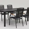Clearance Raffaelo Garten-Essgruppe, xerix/anthrazit, Alu/Spraystone/Teak, 160x95 cm, 4 Stapelsessel, Teak Armlehnen Garten-Essgruppen