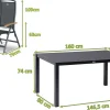 Sale Raffaelo Garten-Essgruppe, xerix/anthrazit, Alu/Spraystone/Teak, 160x95 cm, 4 Klappstühle, Teak Armlehnen Garten-Essgruppen|Aluminium-Gartenmöbel