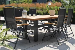 Sale Raffaelo Klappstuhl, xerix/anthrazit, Alu/Textilene, mit Teak-Armlehnen Aluminium-Gartenmöbel|Gartenstühle & Gartensessel