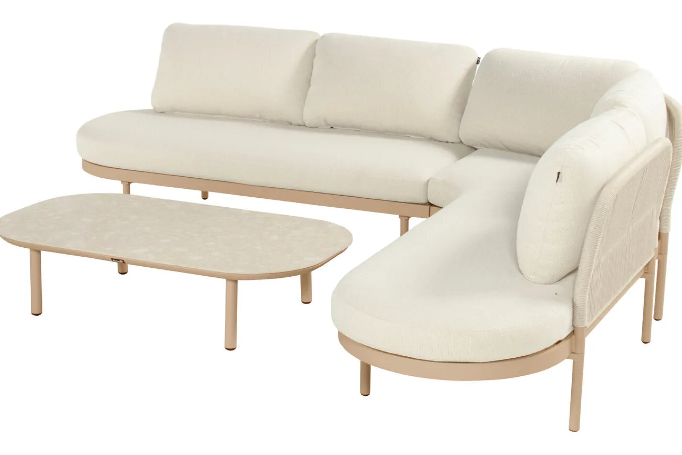 Outlet Shades of Colour Bilbao Gartenlounge, cappuccino/beige, Alu/Polyester/Rope-Geflecht, inkl. Polster Gartenlounge|Aluminium-Gartenmöbel
