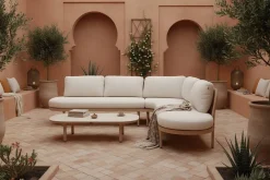 Outlet Shades of Colour Bilbao Gartenlounge, cappuccino/beige, Alu/Polyester/Rope-Geflecht, inkl. Polster Gartenlounge|Aluminium-Gartenmöbel