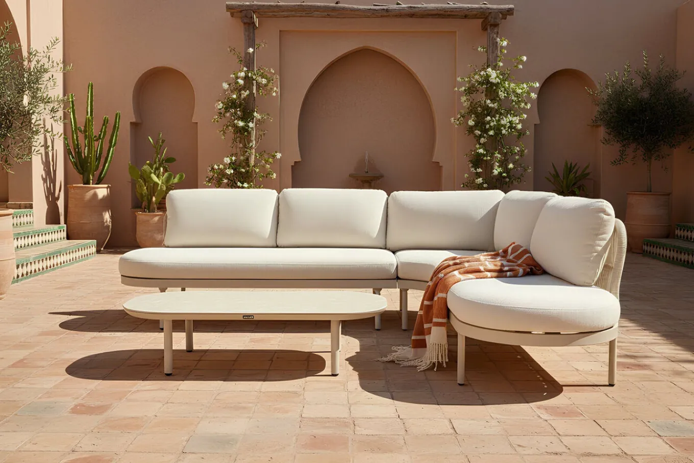 Outlet Shades of Colour Bilbao Gartenlounge, sand/beige, Alu/Polyester/Rope-Geflecht, inkl. Polster Gartenlounge|Aluminium-Gartenmöbel