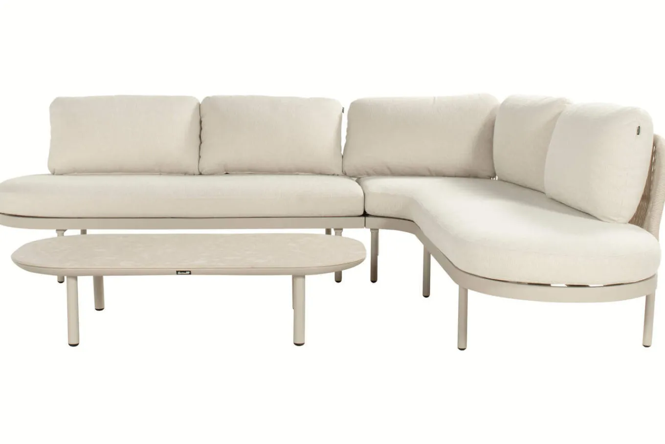 Outlet Shades of Colour Bilbao Gartenlounge, sand/beige, Alu/Polyester/Rope-Geflecht, inkl. Polster Gartenlounge|Aluminium-Gartenmöbel