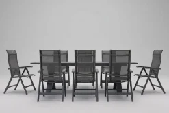 New Sondermodell Xanadu / Alice Comfort Garten-Essgruppe, xerix/anthrazit, Alu/Glaskeramik, 8 Klappstühle, 220/280x100cm Garten-Essgruppen