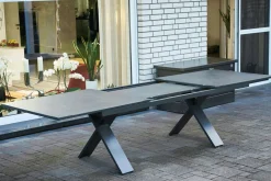 Sale Sondermodell Xanadu / Aruba Garten-Essgruppe, xerix/anthrazit, Alu/Glaskeramik, 10 Klappstühle, 220/280x100cm Garten-Essgruppen