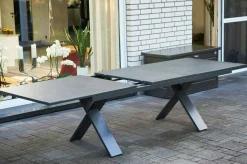 Sale Sondermodell Xanadu / Aruba Garten-Essgruppe, xerix/anthrazit, Alu/Glaskeramik, 10 Klappstühle, 220/280x100cm Garten-Essgruppen
