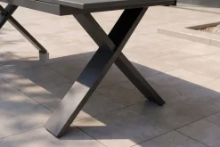 Outlet Sondermodell Xanadu / Alice Comfort Set, xerix/anthrazit, Alu/Glaskeramik, 8 Stapelsessel, 220/280x100cm Garten-Essgruppen|Aluminium-Gartenmöbel