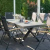 Outlet Sondermodell Xanadu / Alice Garten-Essgruppe, xerix/schwarz, Alu/Glaskeramik, 4x4 Textilen, 8 Klappstühle, 220/280x100cm Garten-Essgruppen