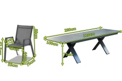 Discount Sondermodell Xanadu / Aruba Garten-Essgruppe, xerix/anthrazit, Alu/Glaskeramik, 6 Stapelsessel, 220/280x100cm Garten-Essgruppen|Aluminium-Gartenmöbel