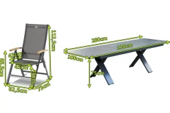 Clearance Sondermodell Xanadu / Aruba Garten-Essgruppe, xerix/anthrazit, Alu/Glaskeramik, 6 Klappstühle, 220/280x100cm Garten-Essgruppen|Aluminium-Gartenmöbel
